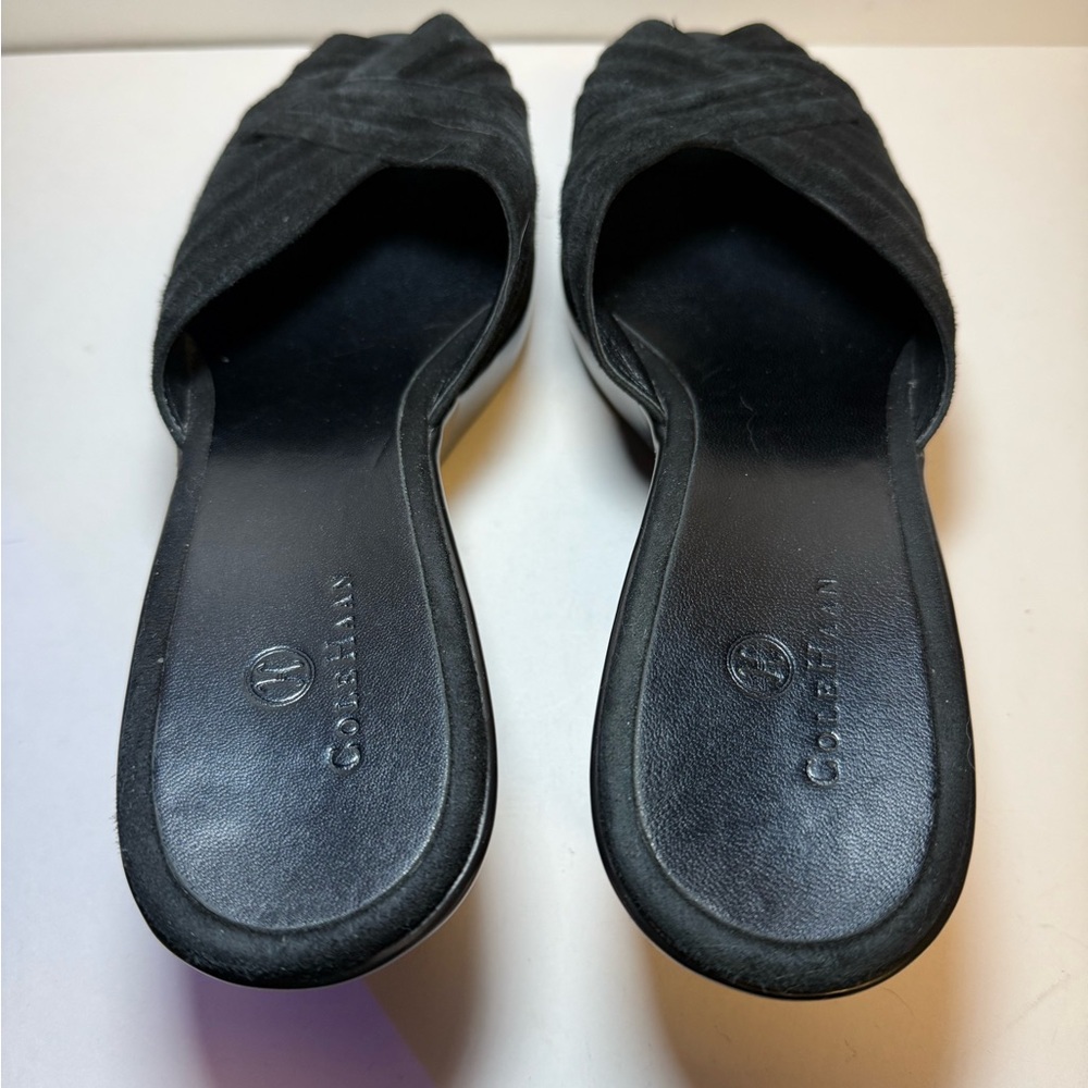 Cole Haan Nike Air Black Wedge Sandals (Heel, Leather Uppers, Round toe) size 8 - Picture 8 of 12